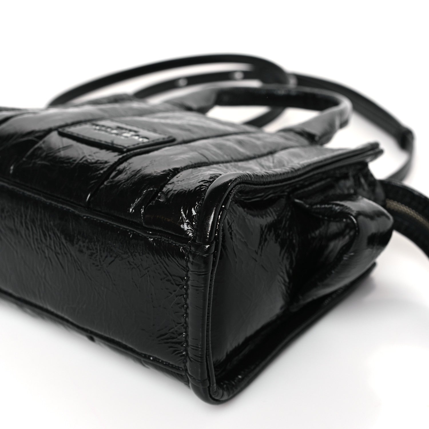 Marc Jacobs Shiny Crinkled Calfskin Mini The Tote Bag Black 8 of 8
