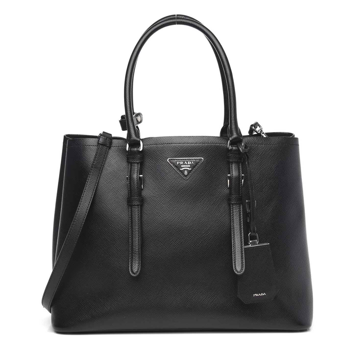Saffiano Cuir Medium Double Handle Tote Black