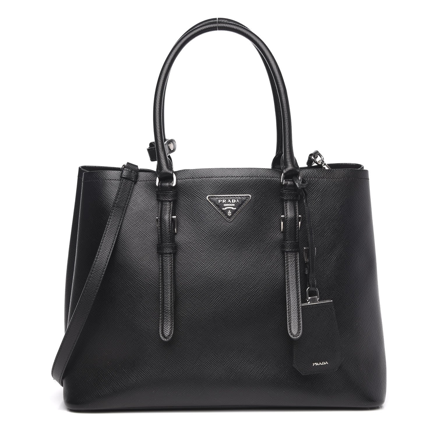 Prada Saffiano Cuir Medium Double Handle Tote Black 1 of 16