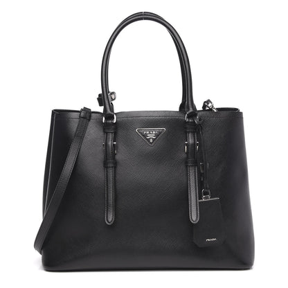 Prada Saffiano Cuir Medium Double Handle Tote Black 1 of 16