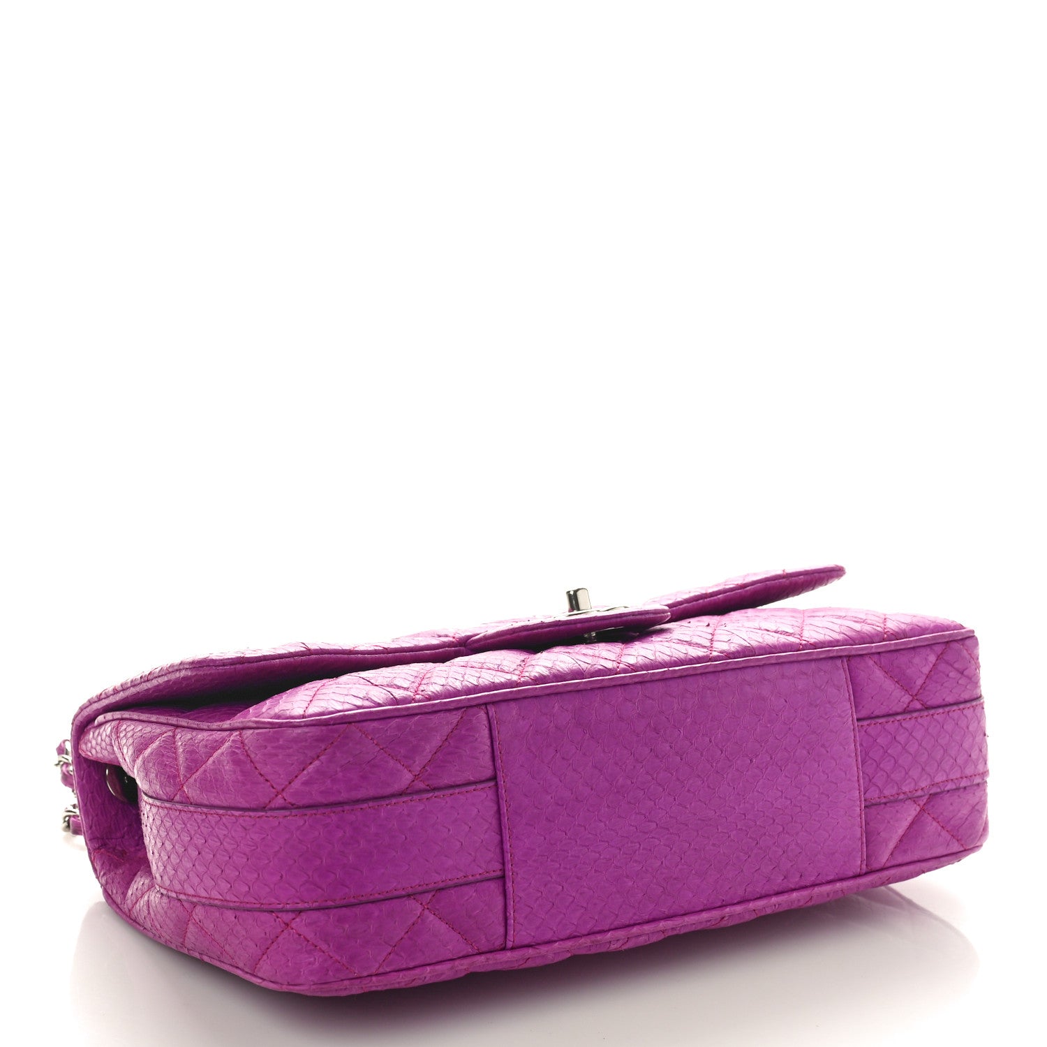 Chanel Elaphe Snakeskin Quilted Jumbo Easy Carry Flap Purple 4 of 11