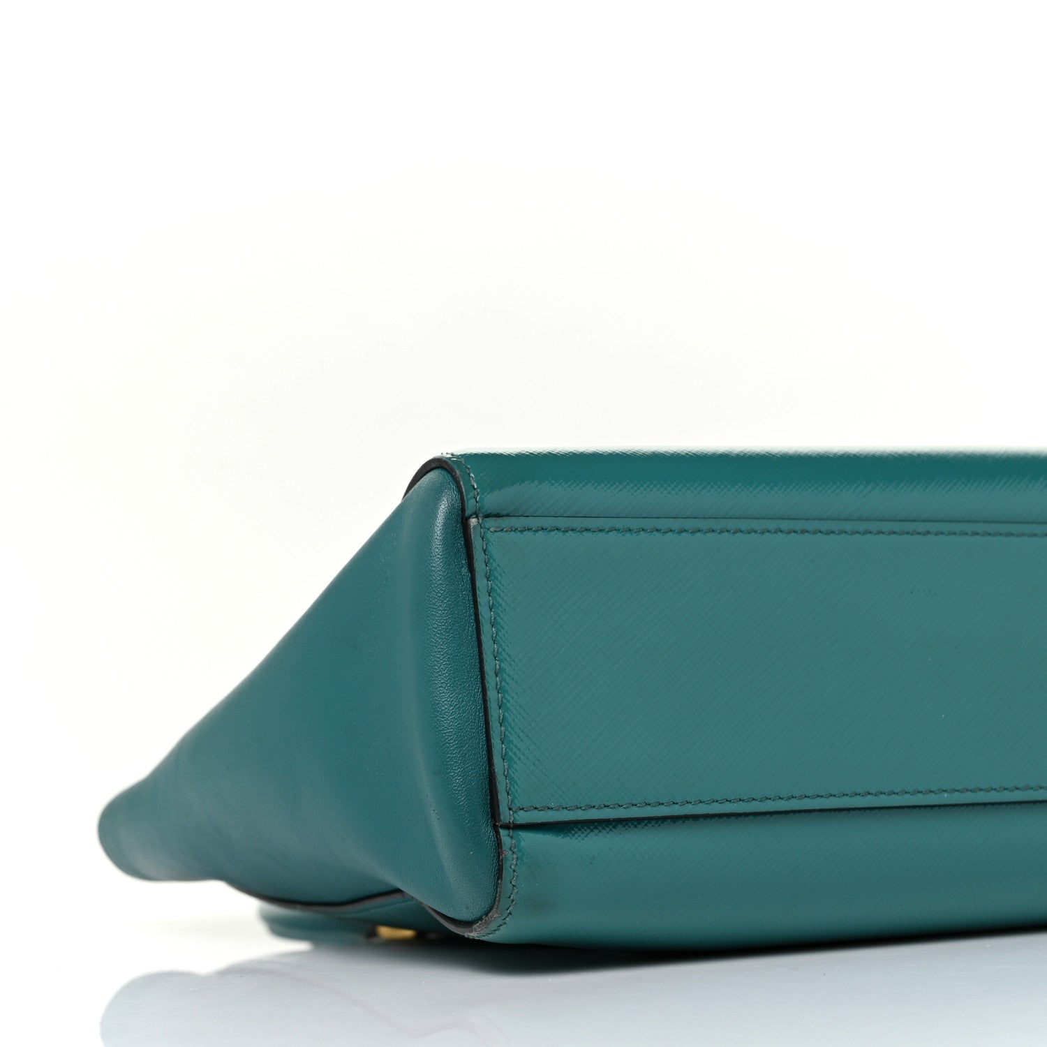 Prada Saffiano Soft Calfskin Small Zippered Tote Turchese 6 of 8
