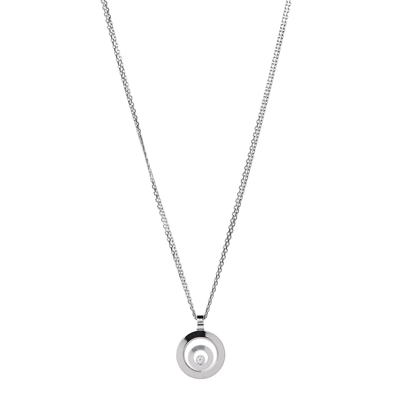 Chopard 18K White Gold Diamond Happy Spirit Pendant Necklace 1 of 7