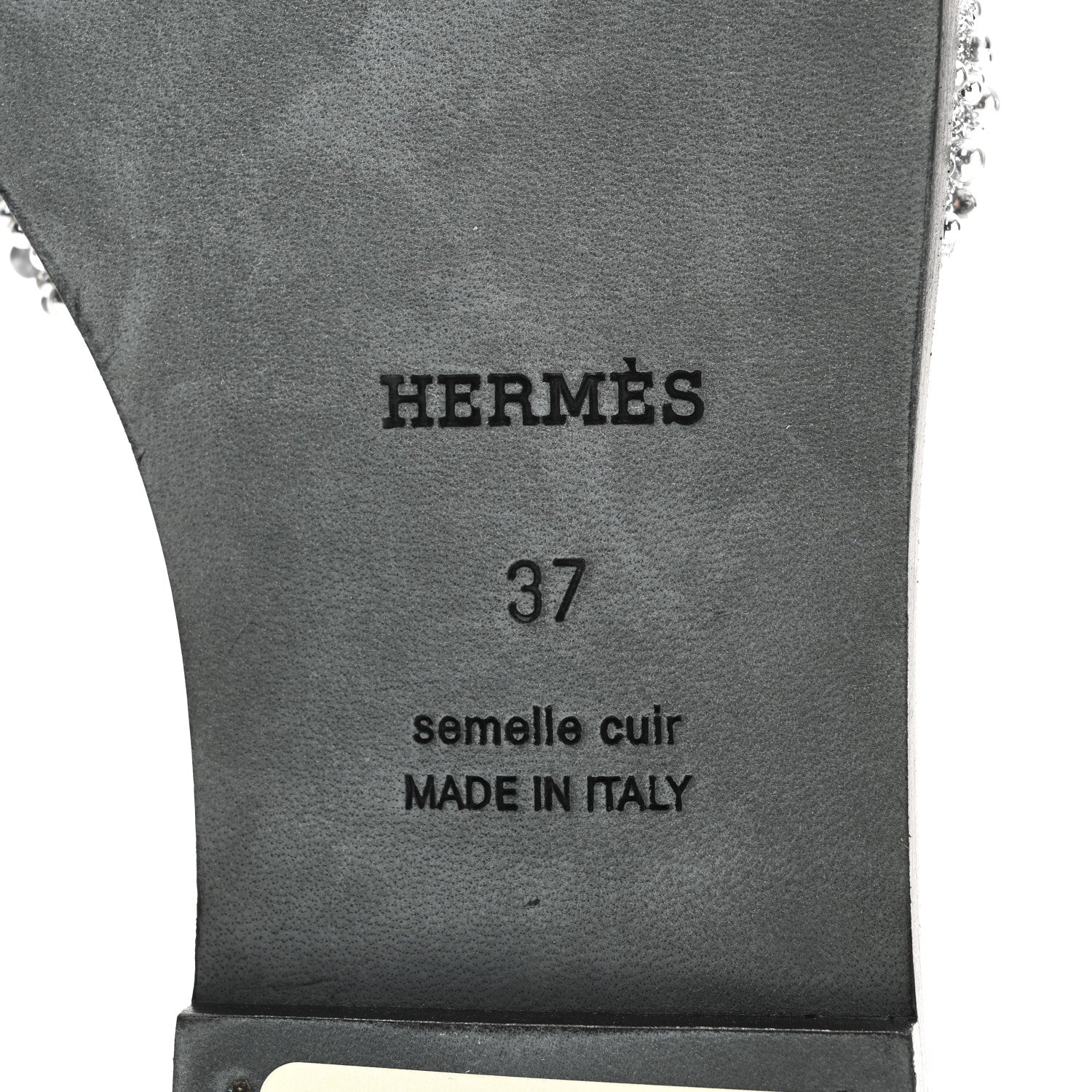 Hermes Velvet Goatskin Crystal Beads Oran Sandals 37 Gris Argente 8 of 11