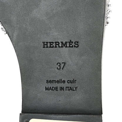 Hermes Velvet Goatskin Crystal Beads Oran Sandals 37 Gris Argente 8 of 11