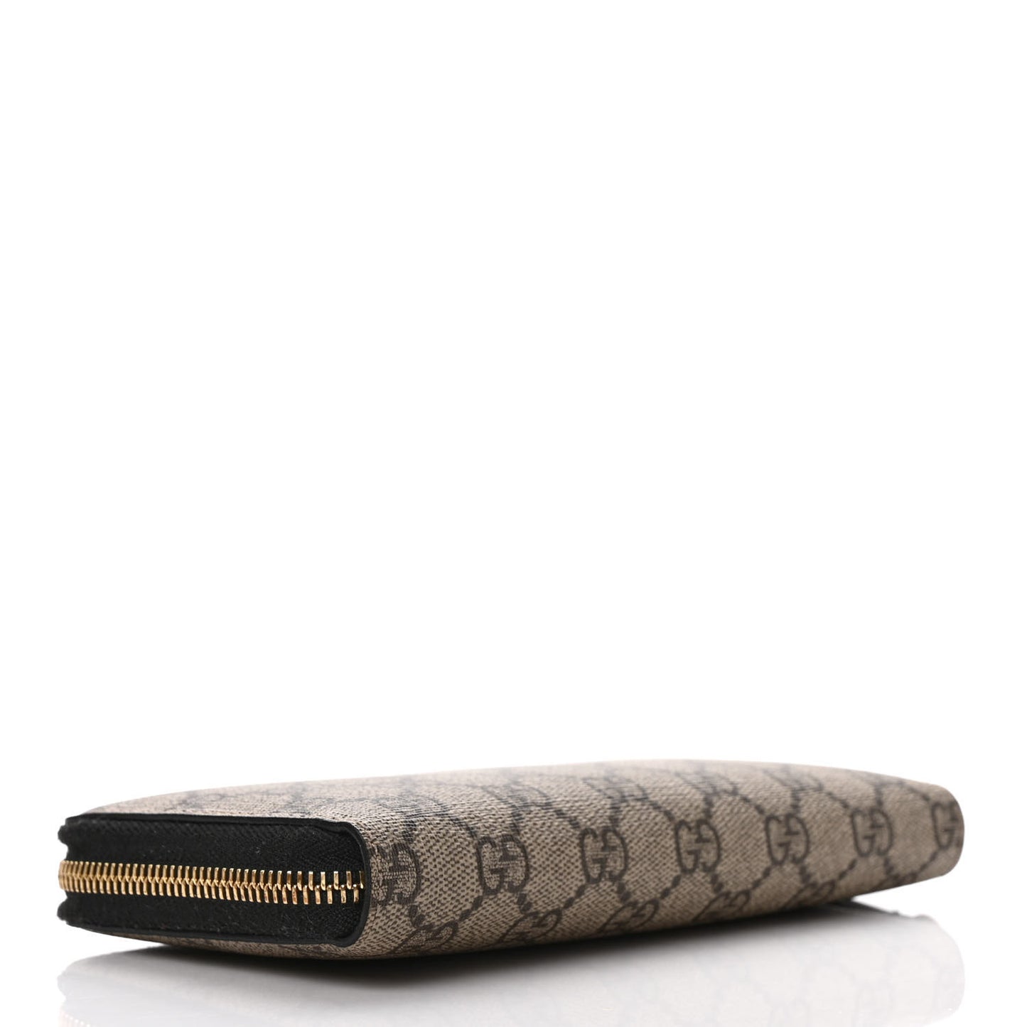 GG Supreme Monogram Moon Calfskin Zip Around Wallet Beige Ebony Black