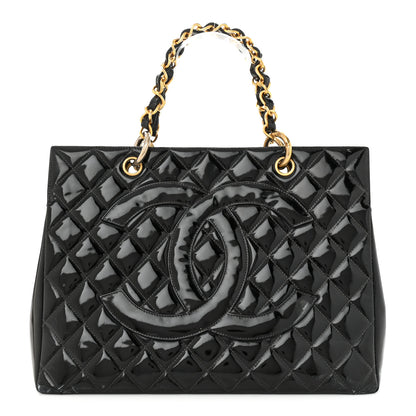 Chanel Patent Quilted Grand Shopping Tote GST Black 1 of 20