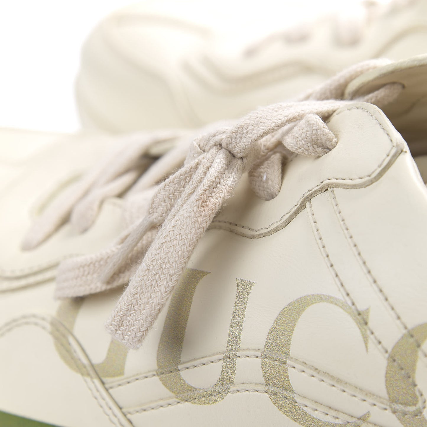 Calfskin Logo Mens Rhyton Sneakers 11 Ivory