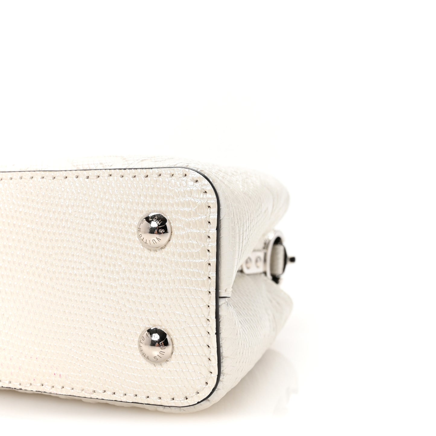 Lizard Baroque Embossed Capucines Mini Ivory Sparkle