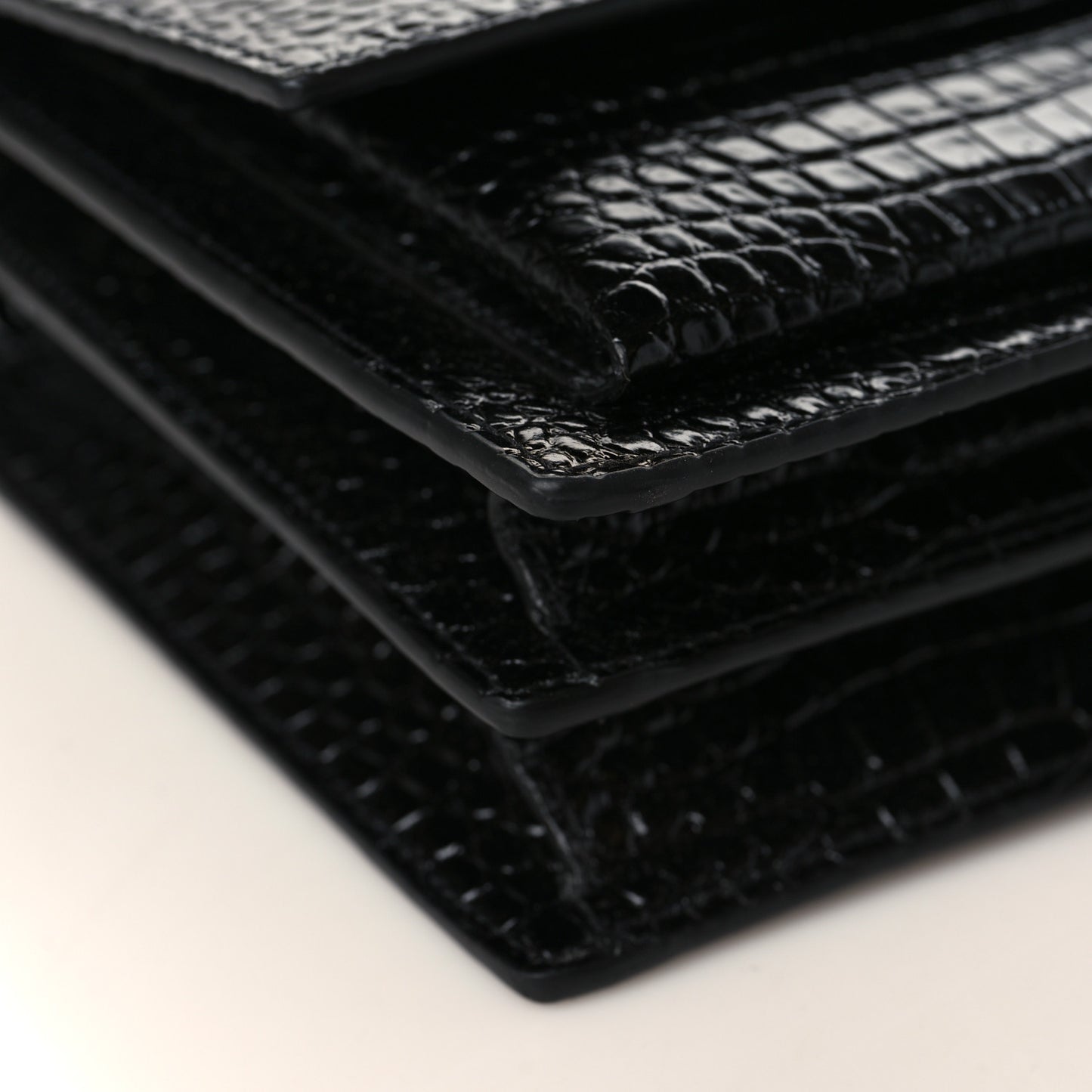 Calfskin Crocodile Embossed Medium Monogram Sunset Black