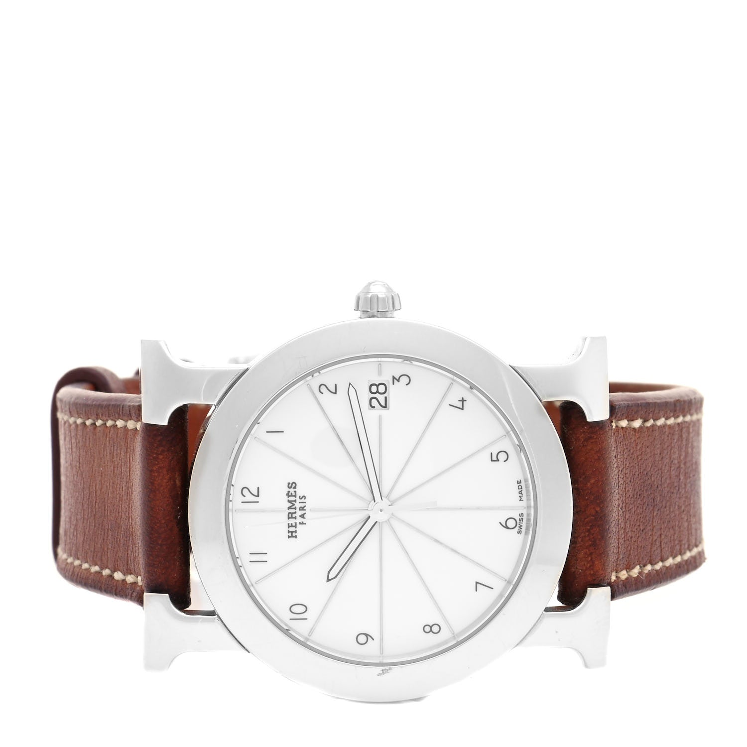 Hermes Stainless Steel Barenia 31mm Heure H Ronde Quartz Watch Fauve 2 of 2