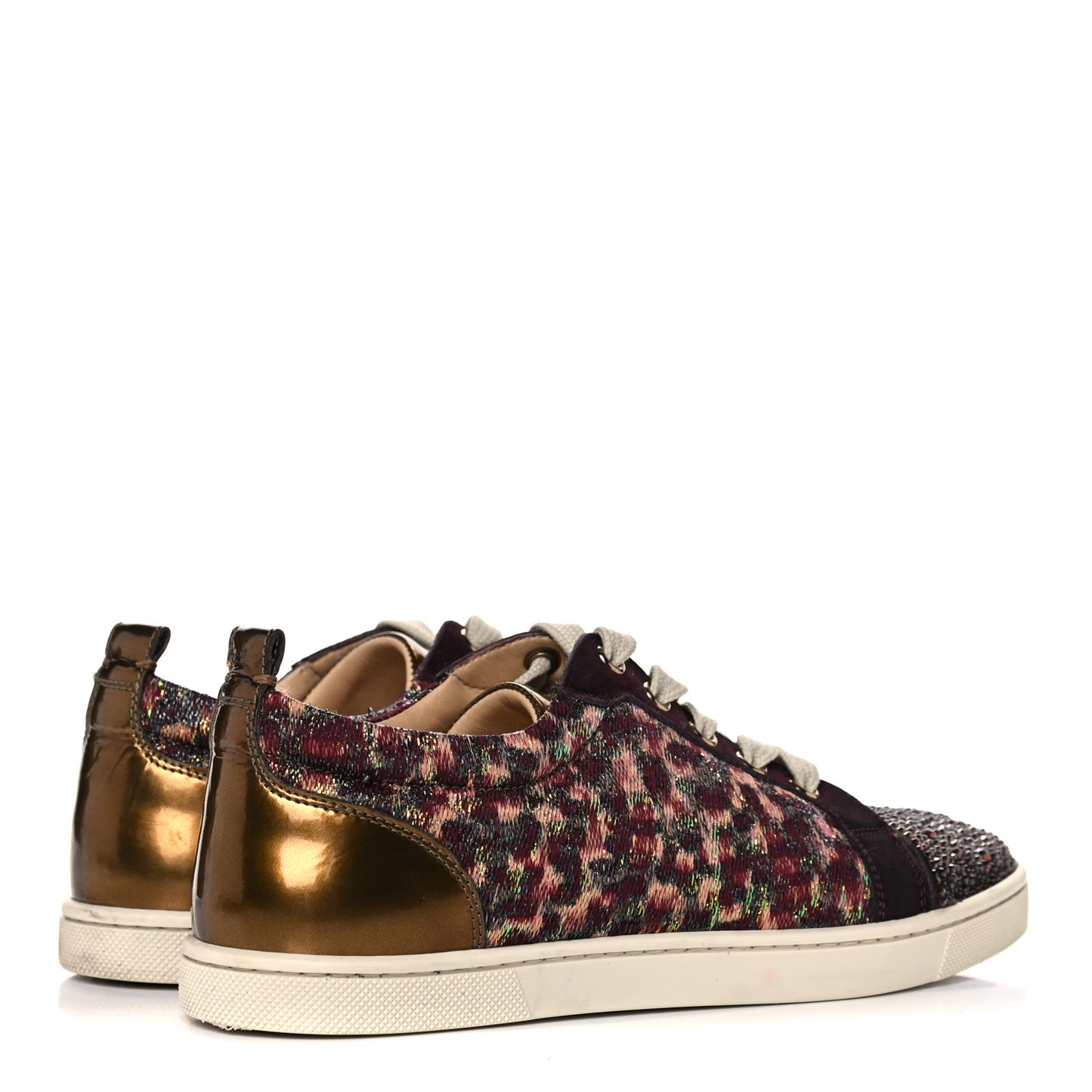 Crystal Metallic Suede Peacock Woven Lurex Gondolastrass Sneakers 36.5 Burgundy