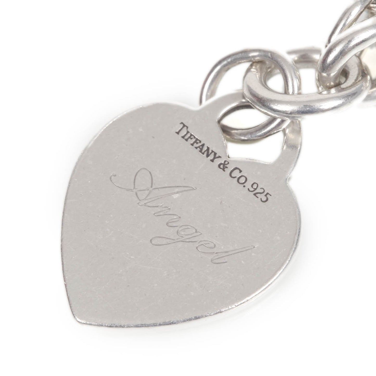 Sterling Silver Heart Tag Charm Bracelet