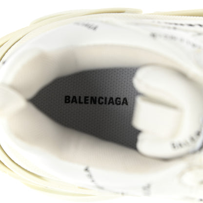 Balenciaga Technical Fabric Allover Logo Mens Triple S Sneakers 42 White Black 7 of 8