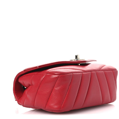 Chanel Caviar Chevron Quilted Small Single Flap Red 9 of 16