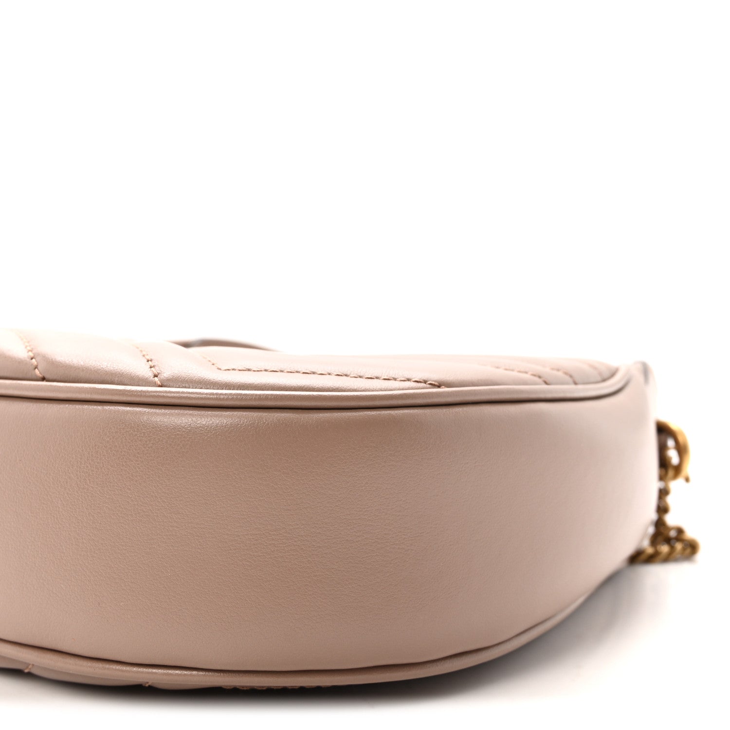 Gucci Calfskin Matelasse Chevron Mini GG Marmont Half Moon Hobo Porcelain Rose 10 of 11