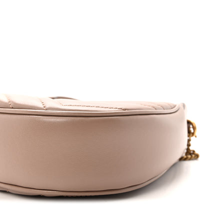 Gucci Calfskin Matelasse Chevron Mini GG Marmont Half Moon Hobo Porcelain Rose 10 of 11