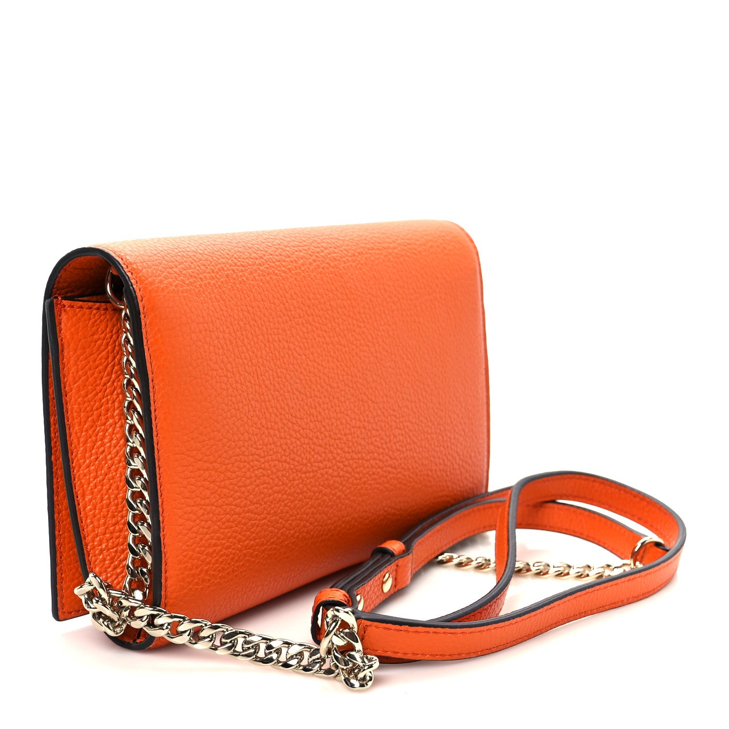 Jimmy Choo Grainy Calfskin Sonia Wallet On Chain Amber Orange 5 of 19