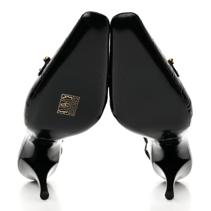 Saint Laurent Calfskin Crocodile Embossed Slingback Tom 90 Pumps 37 Black 5 of 13
