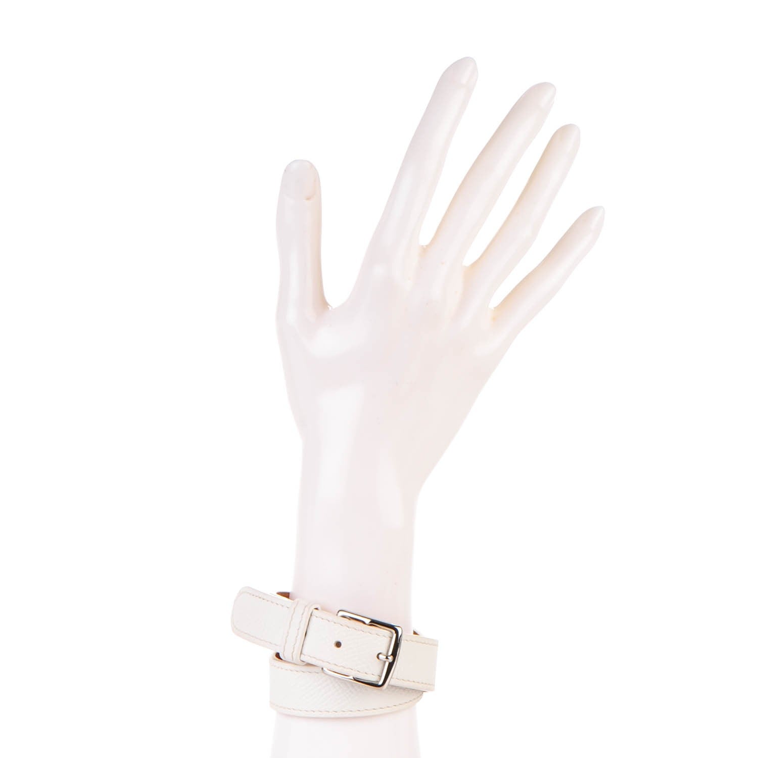 Hermes Epsom Etriviere Double Tour Bracelet M White 2 of 7