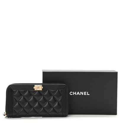 Chanel Caviar Quilted Boy Long Zip Around Wallet Black 9 of 9