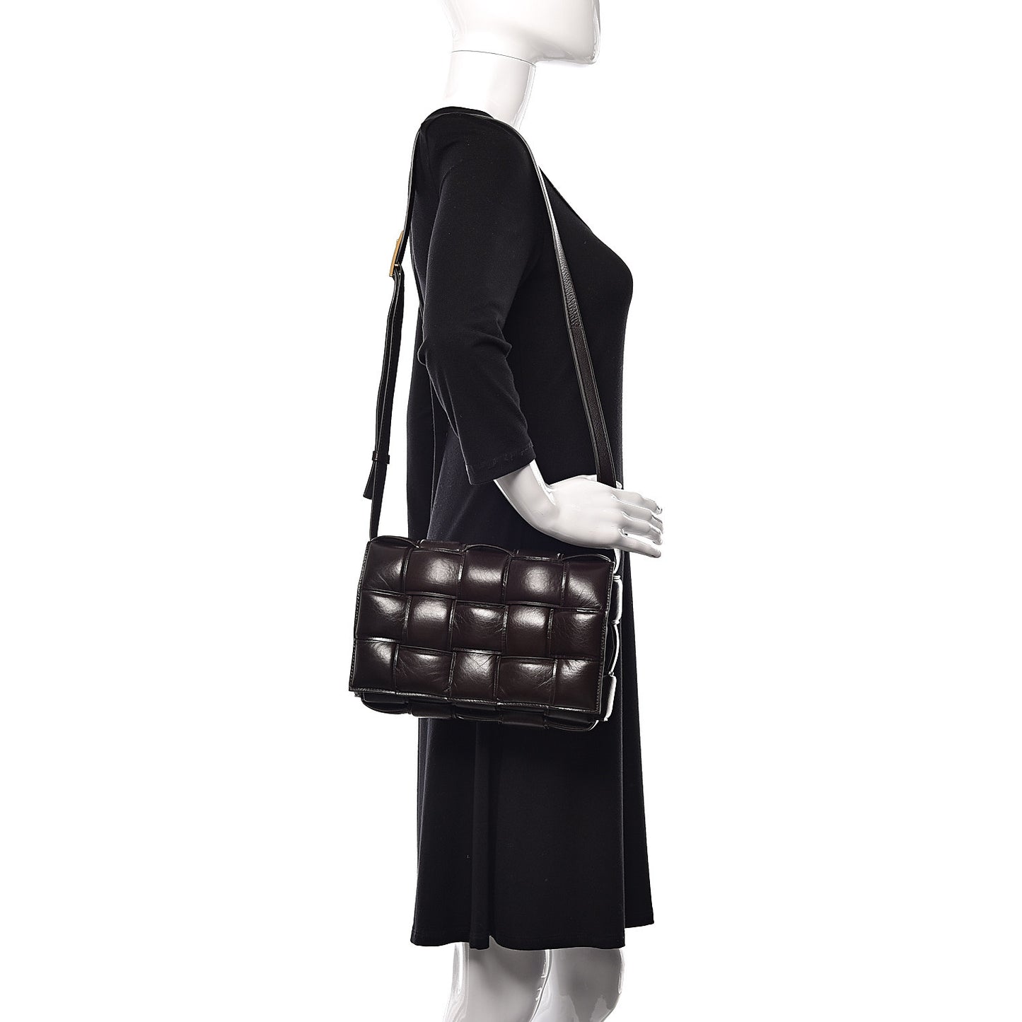 Nappa Maxi Intreccio Padded Cassette Crossbody Bag Fondente