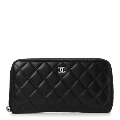 Chanel Lambskin Quilted Large Gusset Zip Around Wallet Black 1 of 18