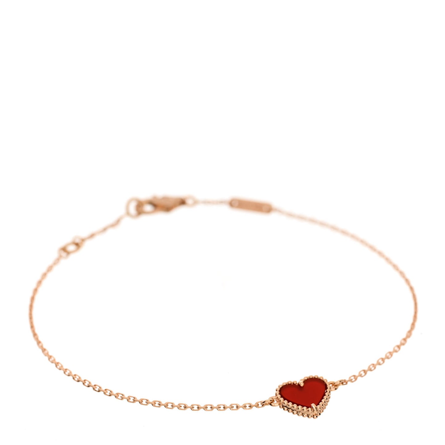 18K Rose Gold Carnelian Sweet Alhambra Heart Bracelet
