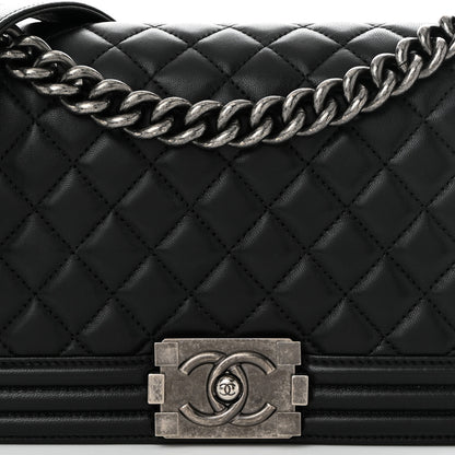 Chanel Lambskin Quilted Medium Boy Flap Black 8 of 10