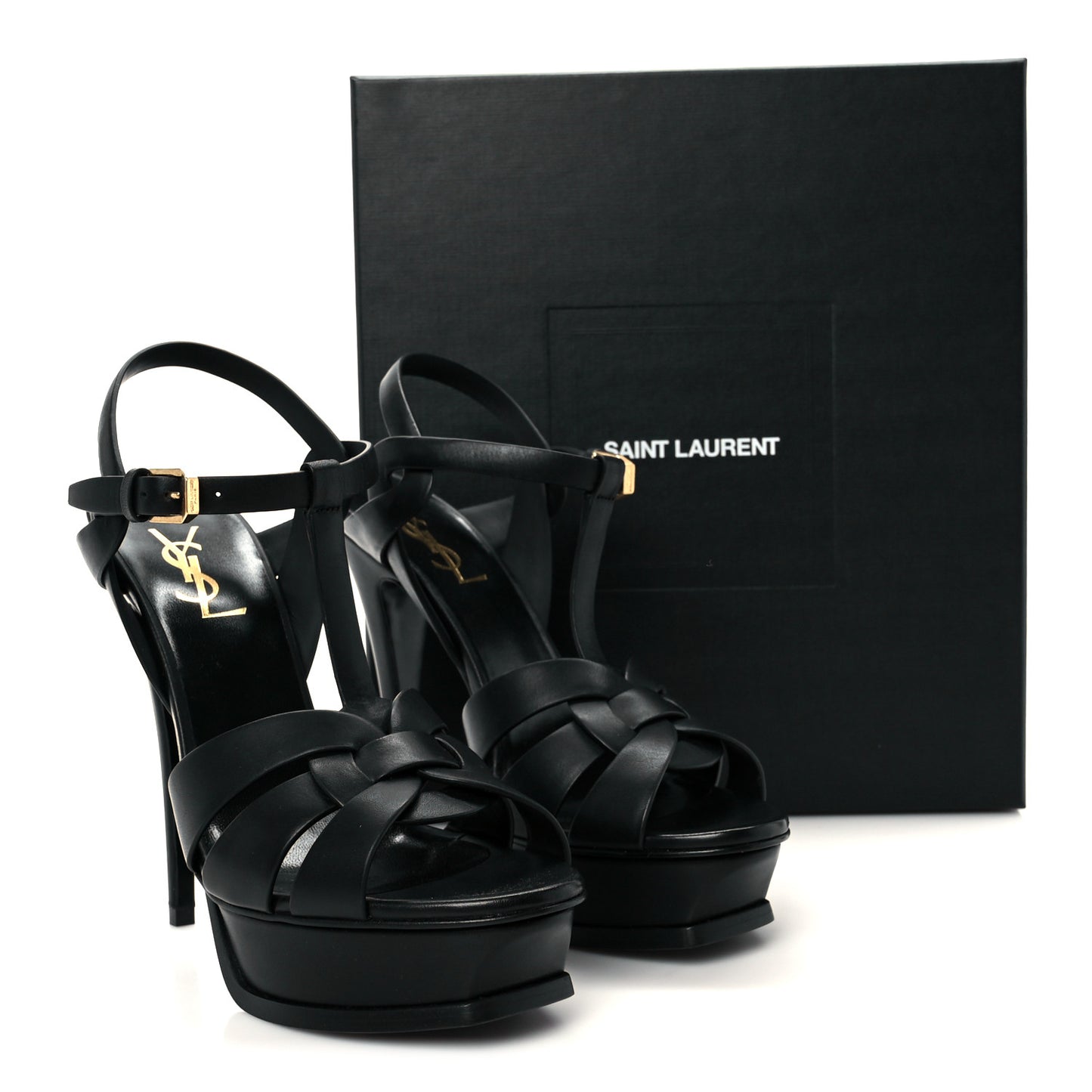 Calfskin Tribute 105 Platform Sandals 38.5 Black