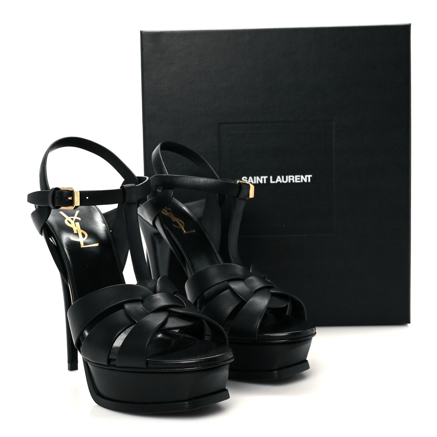 Saint Laurent Calfskin Tribute 105 Platform Sandals 38.5 Black 10 of 10