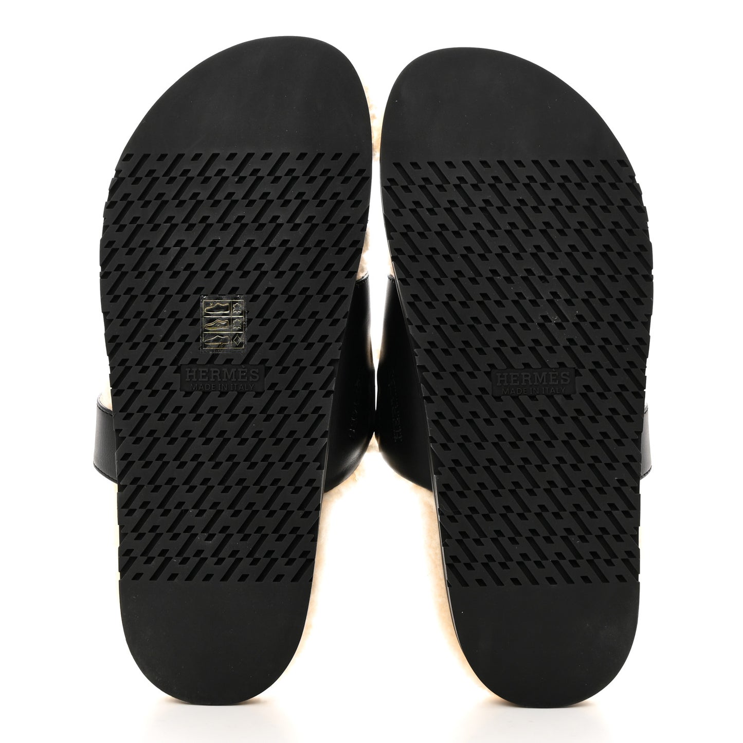 Calfskin Woolskin Mens Chypre Sandals 42 Black Ecru