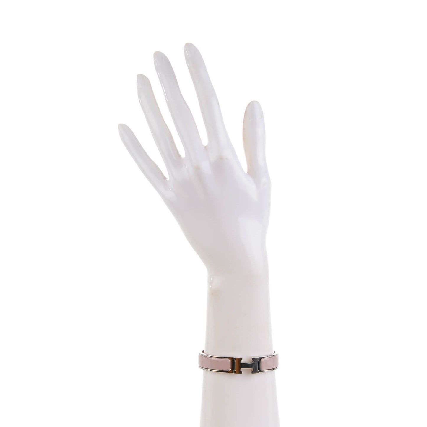 Enamel Narrow Clic Clac H Bracelet PM Rose Poudre