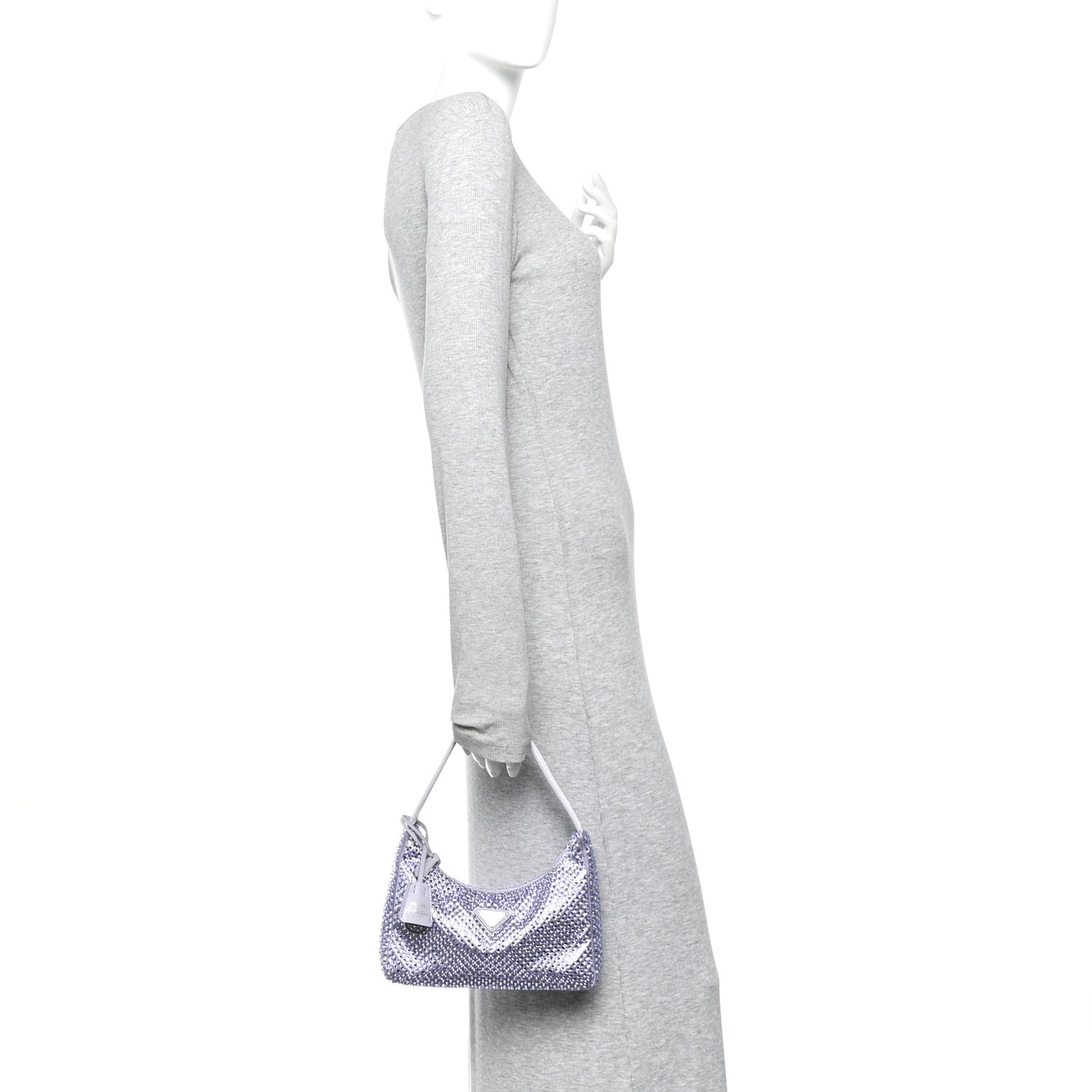 Satin Crystal Mini Re-Edition 2000 Bag Glicine