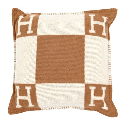 Hermes Wool Cashmere Avalon Pillow PM Ecru Camel 1 of 3