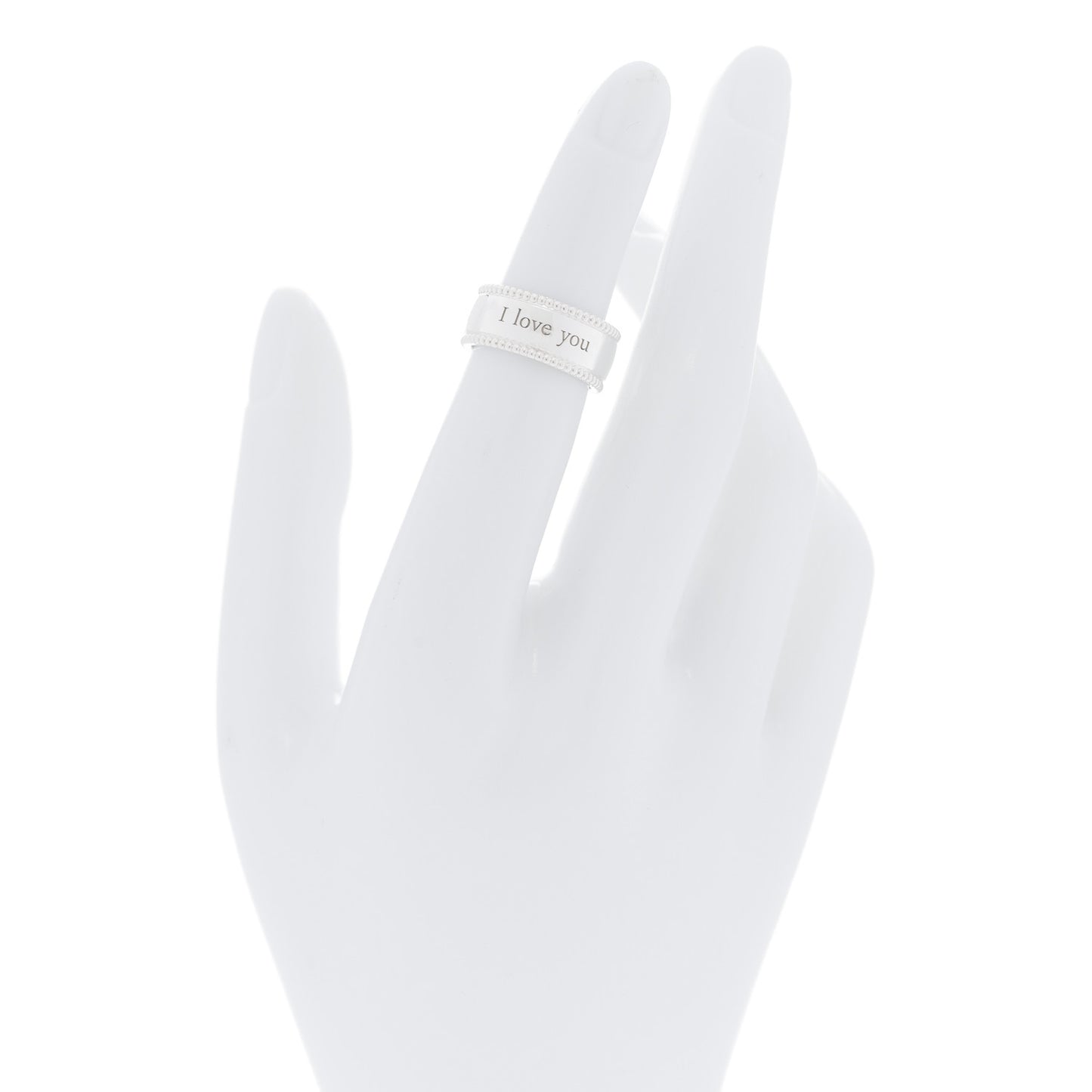 Sterling Silver Milgrain I Love You Band Ring 48 4.5