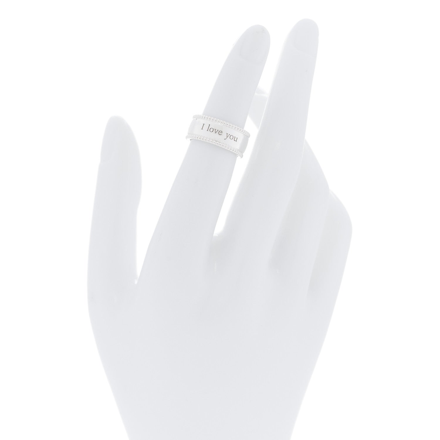 Tiffany Sterling Silver Milgrain I Love You Band Ring 48 4.5 2 of 5