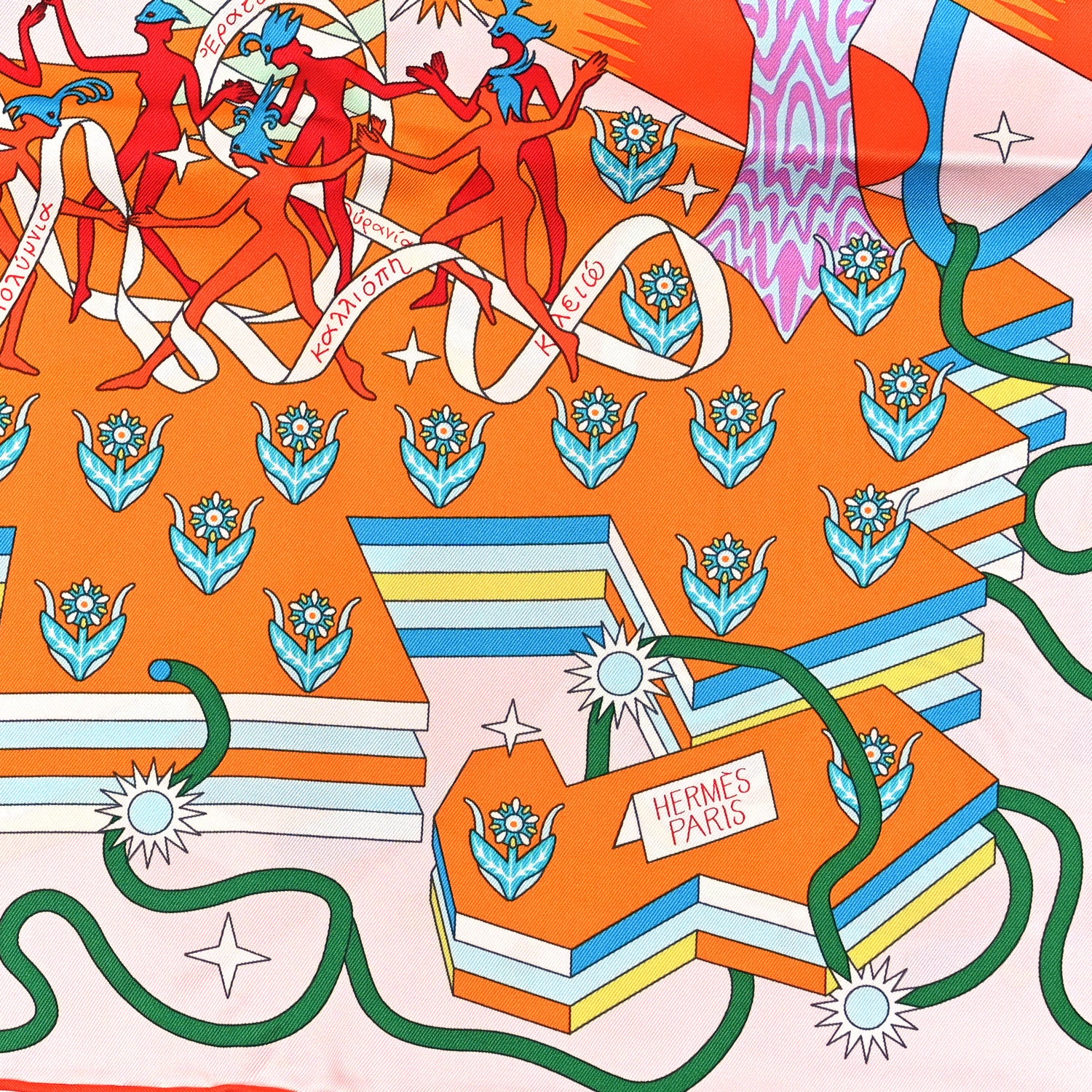 Hermes Silk La Source De Pegase Scarf 90 Rose Pale Orange 2 of 3