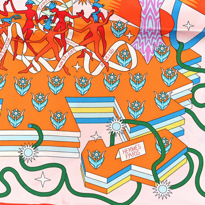 Hermes Silk La Source De Pegase Scarf 90 Rose Pale Orange 2 of 3