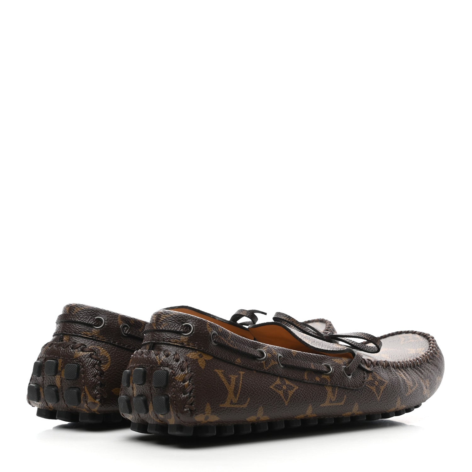 Louis Vuitton Monogram Mens Arizona Car Shoe Moccasin Loafers 8 Macassar 4 of 9