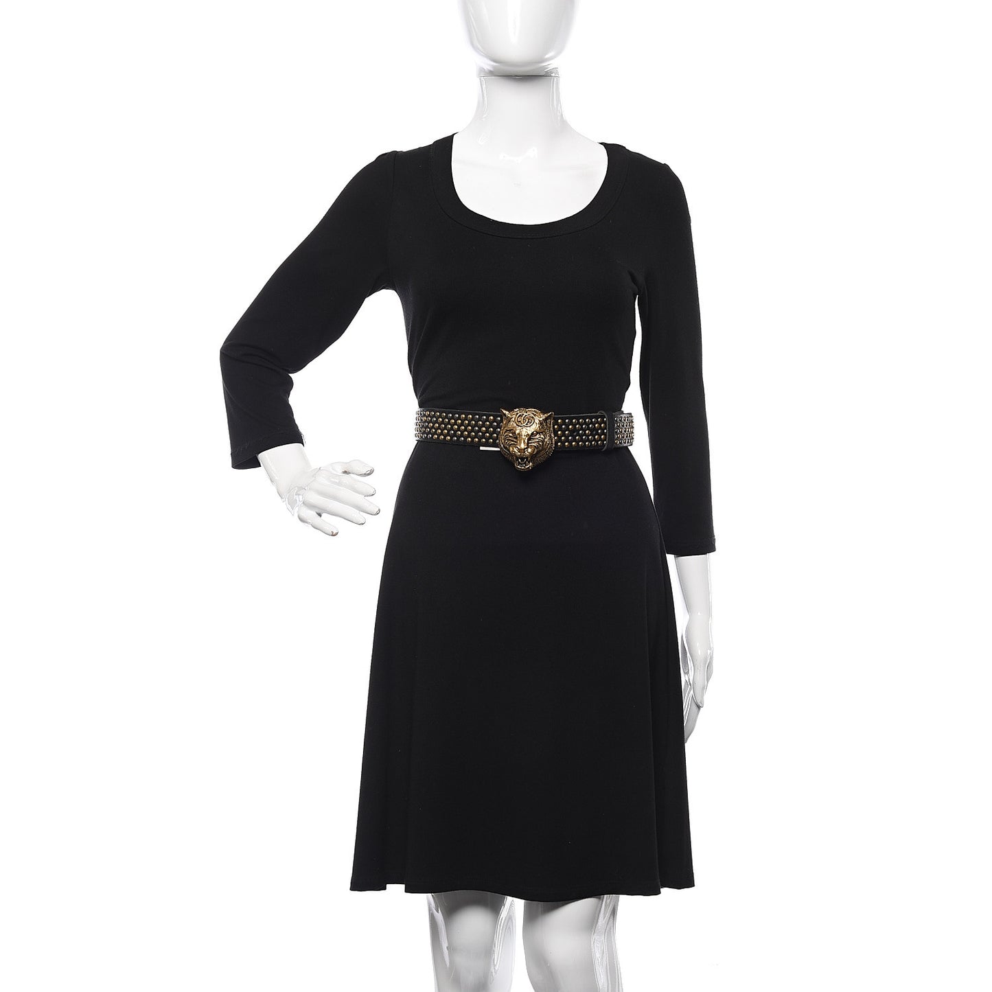 Calfskin Studded Feline Belt 110 44 Black