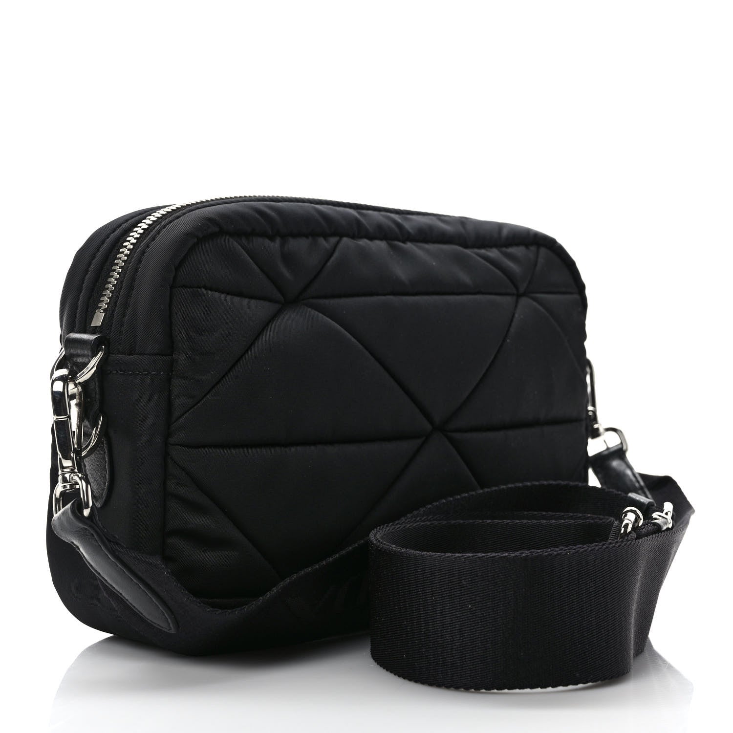 Prada Re-Nylon Triangle Quilted Padded Shoulder Bag Black 3 of 9