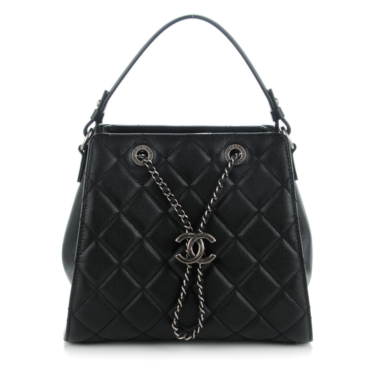Caviar Quilted Small CC Bucket Bag Black