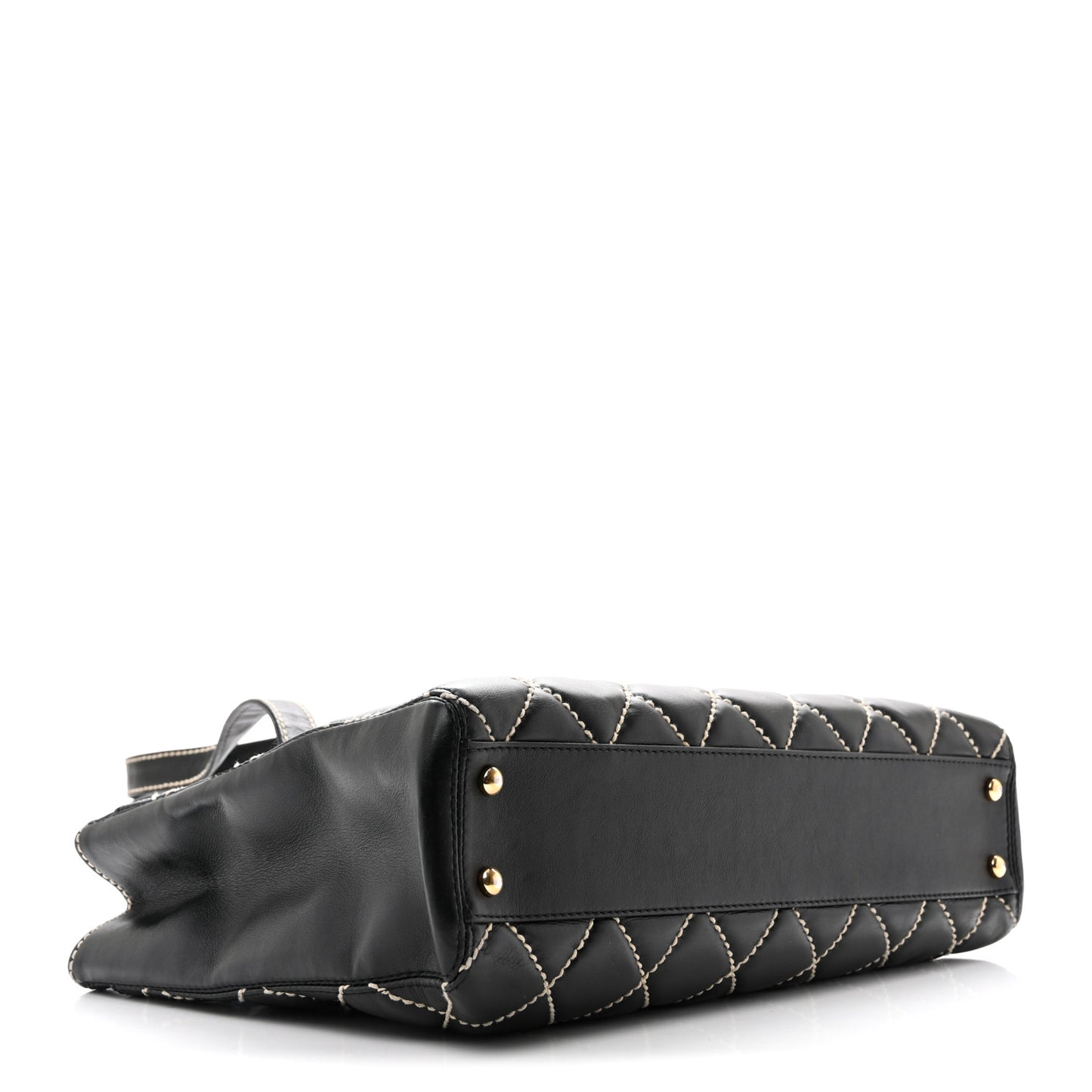 Calfskin Wild Stitch Medium Tote Black