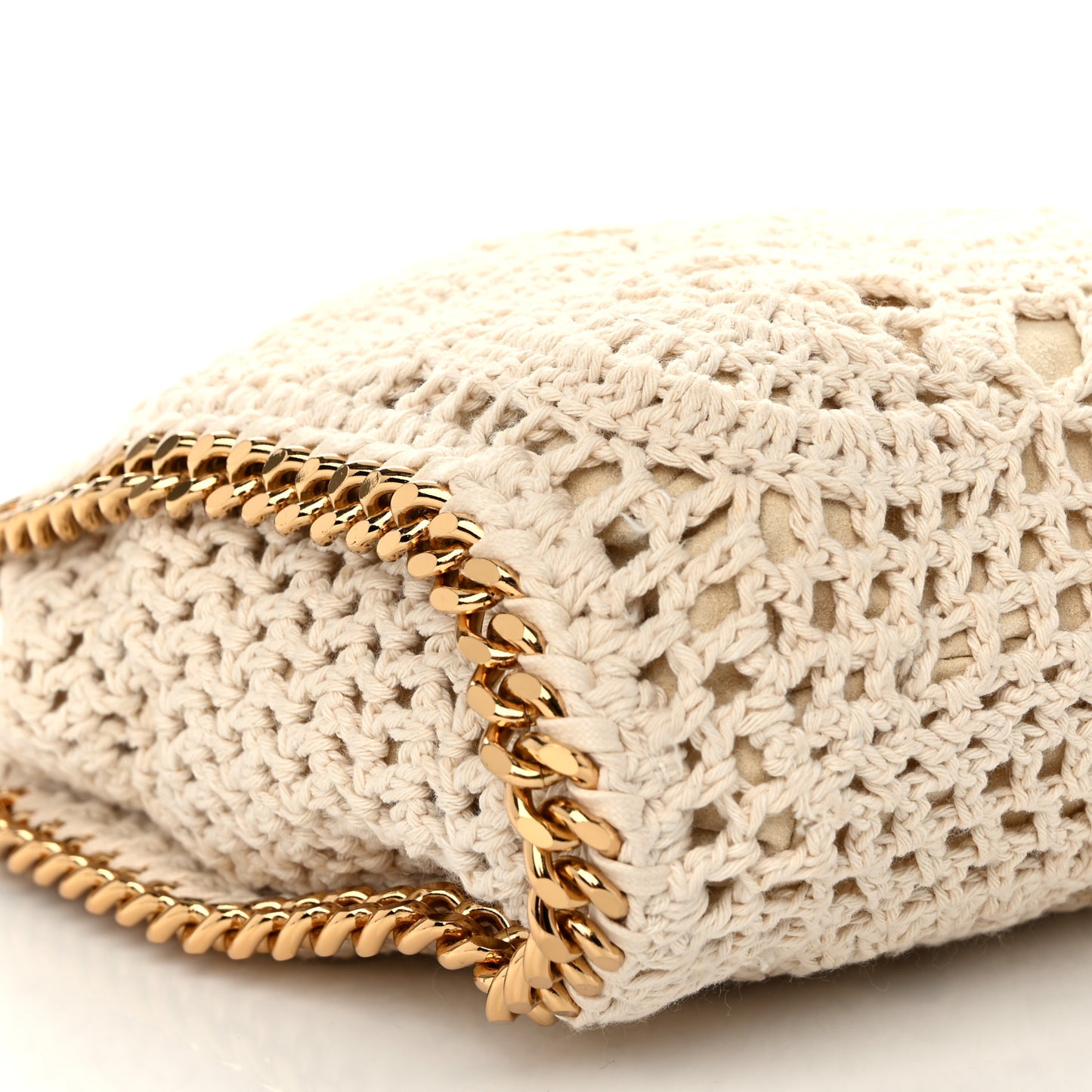 Cotton Crochet Falabella Ajouree Tote Bag White