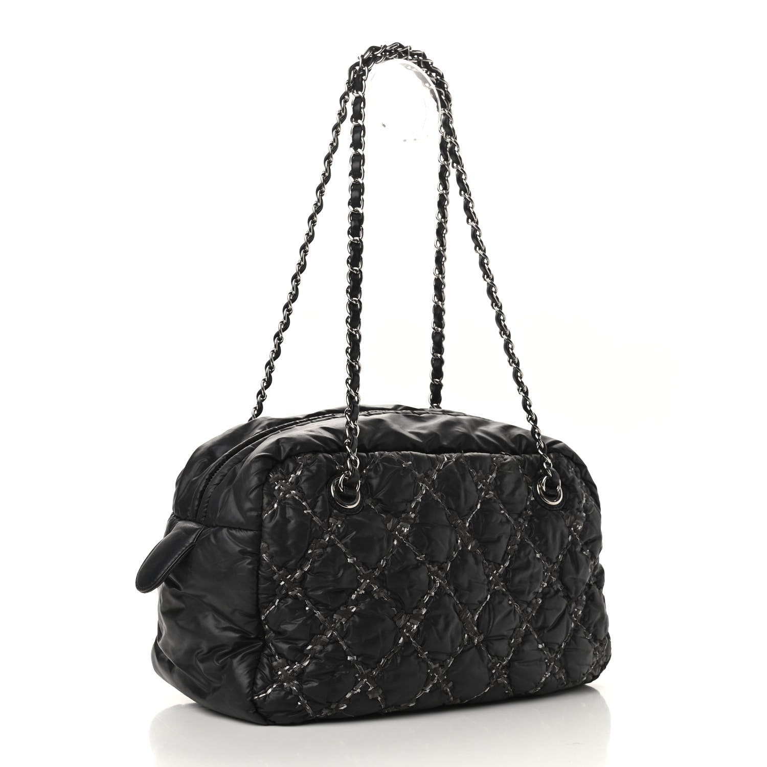 Chanel Nylon Quilted Tweed Stitch Bubble Camera Case Black 3 of 13