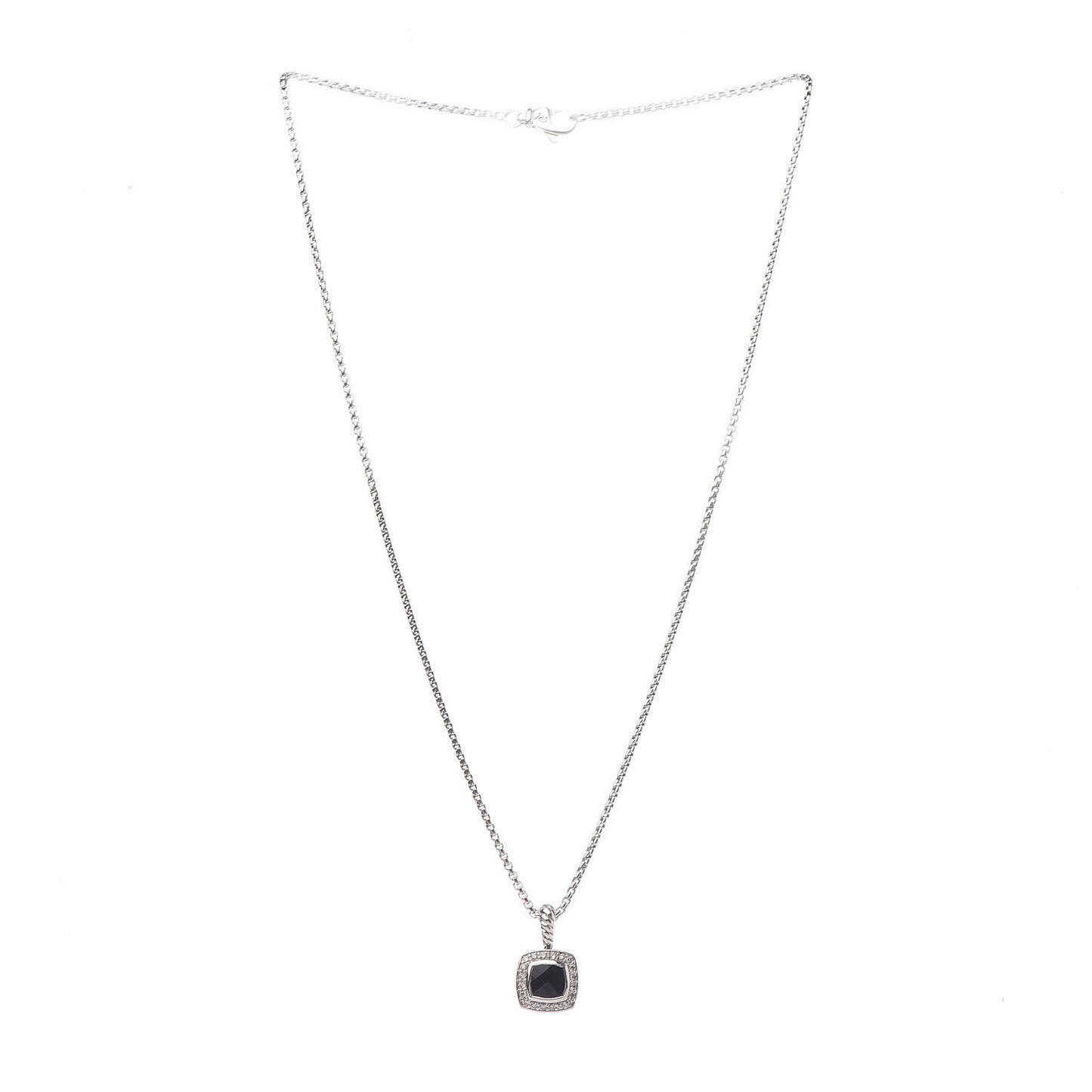 Sterling Silver Diamond Black Onyx 7mm Petite Albion Necklace