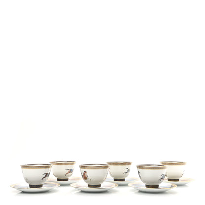 Hermes Porcelain Cheval d'Orient Tea Cup and Saucer Set of 6 2 of 11