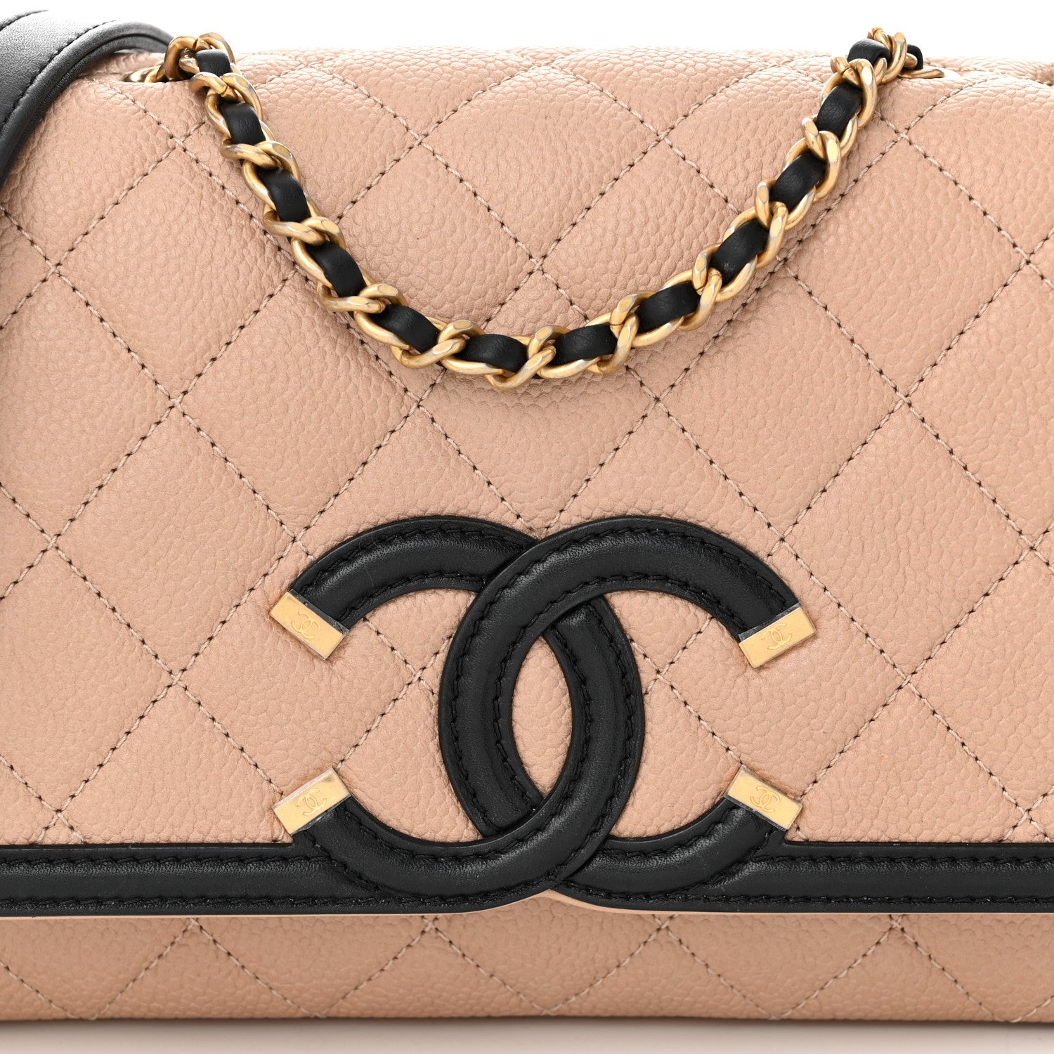 Chanel Caviar Quilted Small CC Filigree Flap Beige Black 8 of 10
