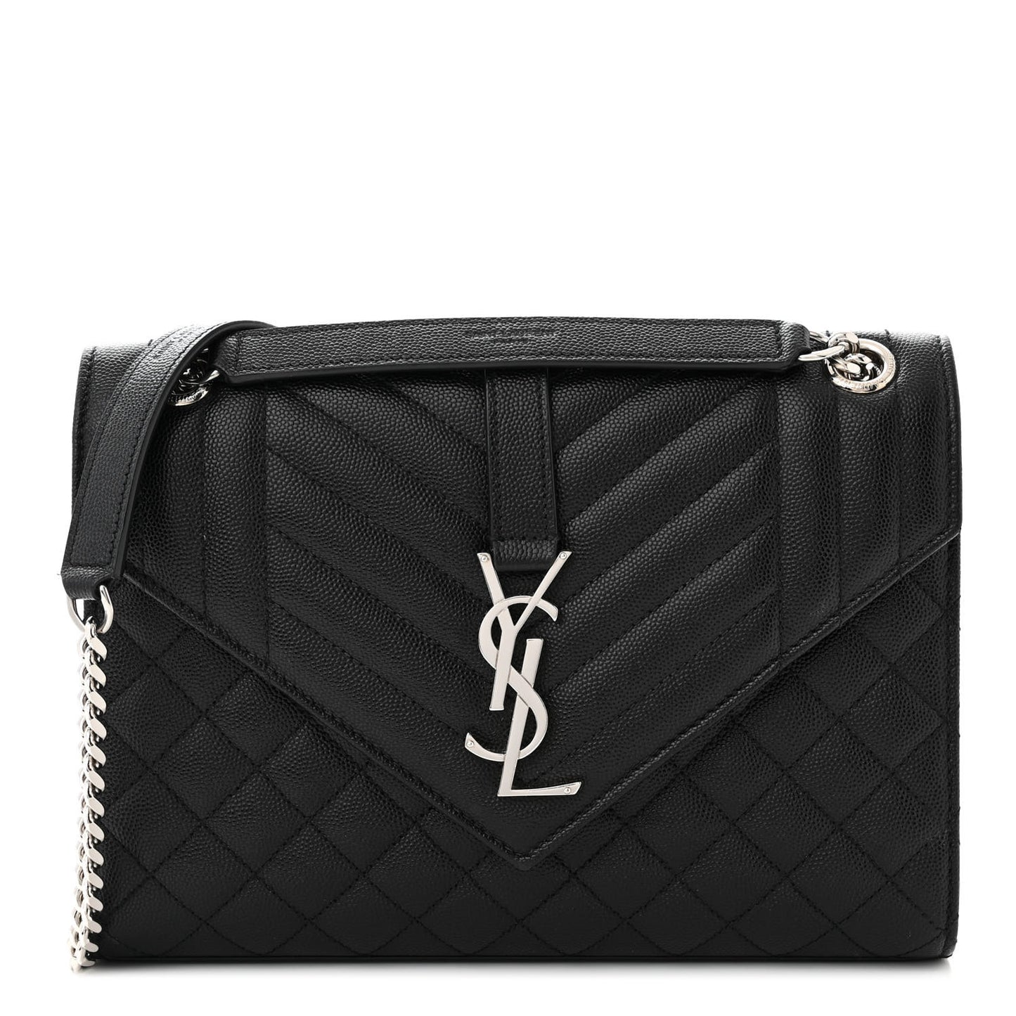 Grain De Poudre Textured Mixed Matelasse Triquilt Medium Monogram Satchel Black